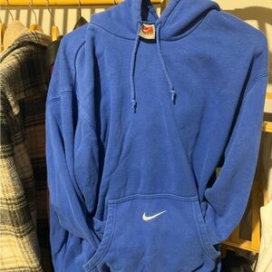 Nike Royal Blue Pullover Hoodie with White Swoosh